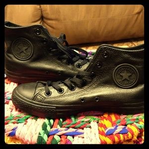 Brand new all black converse high tops (W8/M6)